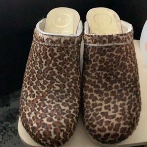 EUC No.6 leopard pony hair clogs, sz 38